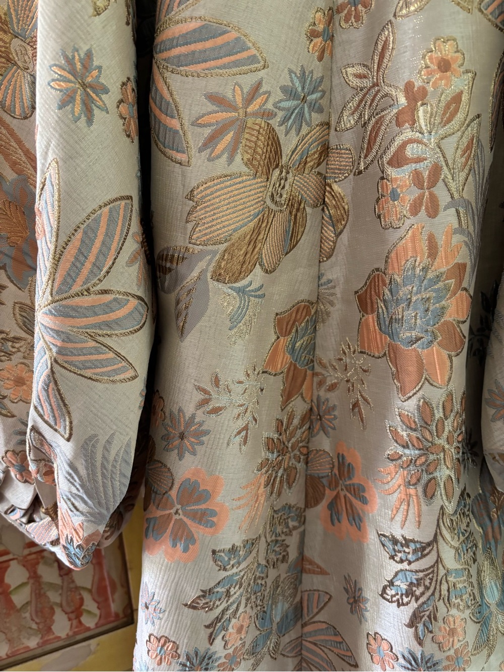 Boho Floral Mini Dress in Soft Beige and Pastel Prints - Picture 11 of 15
